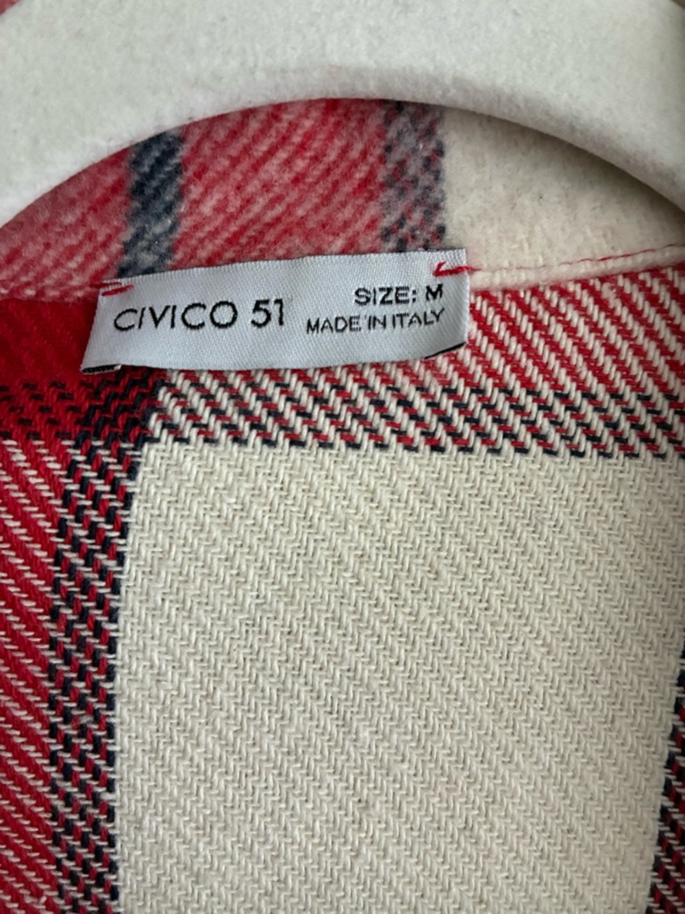 Plaid Red and White Button-Front Shacket - Picture 4 of 4